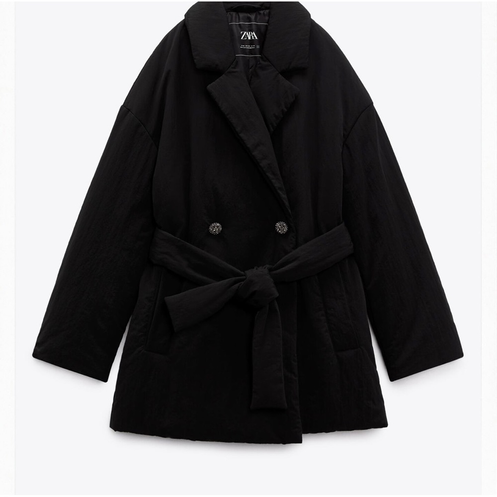 Black quilted double breasted jewel jacket